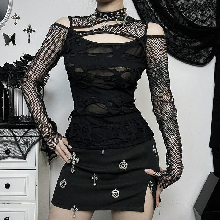 Damen Modisches Oberteil mit transparentem Mesh-Design und raffinierten Cut-Outs Drune