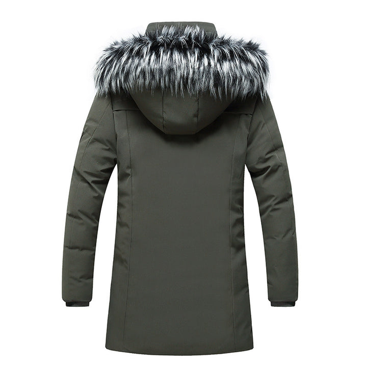 Herren Parka mit Kunstfellkapuze und thermischer Isolierung sowie Multifunktions-Taschen Drune