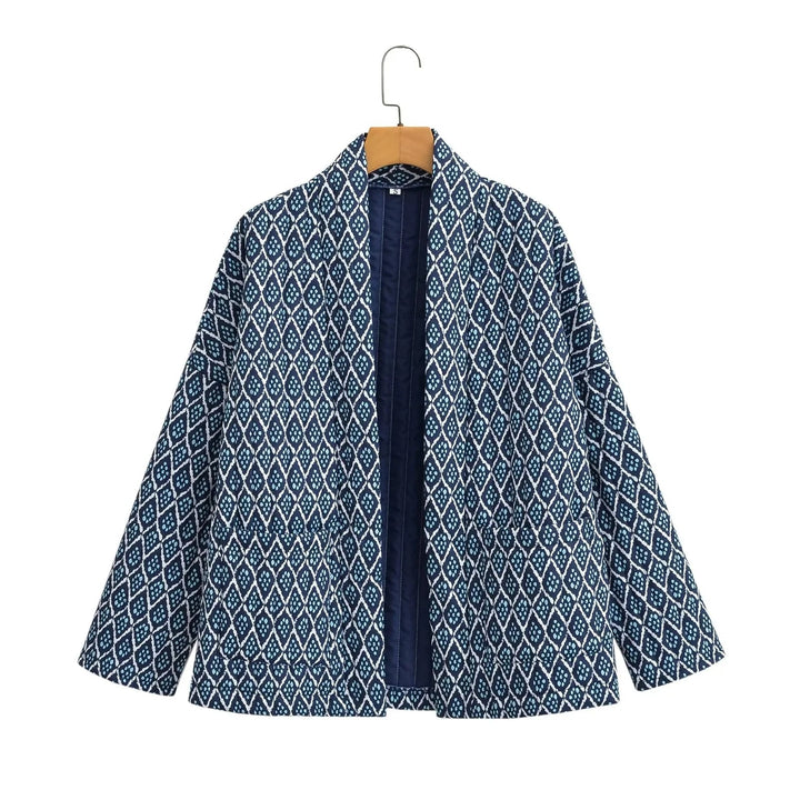 Damen gesteppte Kimono-Jacke mit geometrischem Muster Drune