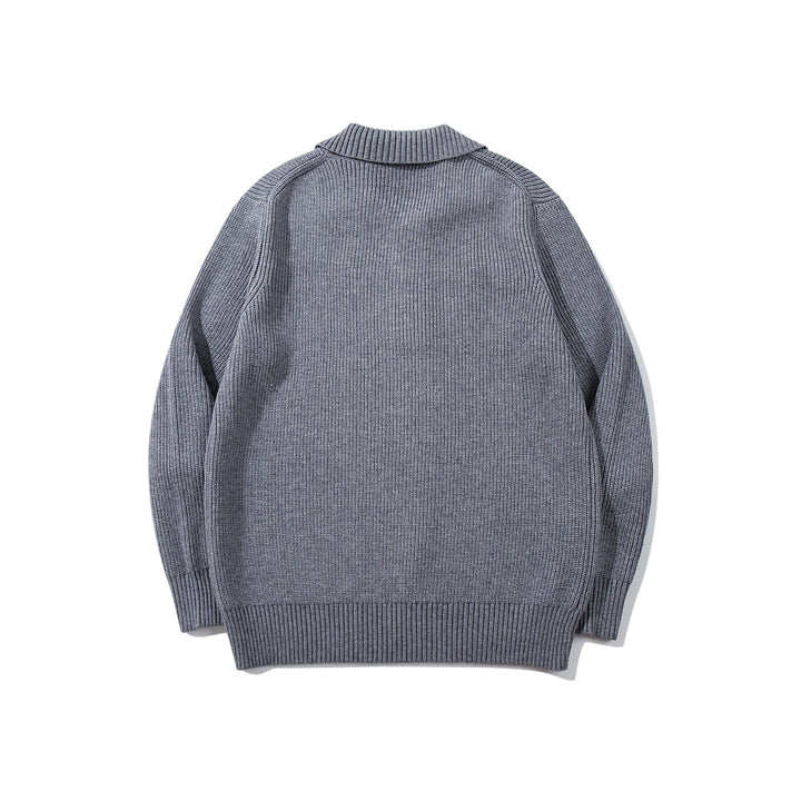 Herren Gerippter Polokragenpullover mit dreifacher Knopfleiste und Relaxed-Fit Drune