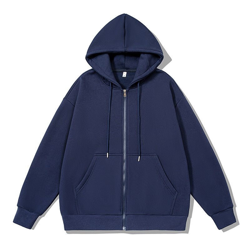Unisex oversized Kapuzenjacke mit ausladendem Schulterschnitt, durchgehendem Reißverschluss und French-Terry Drune