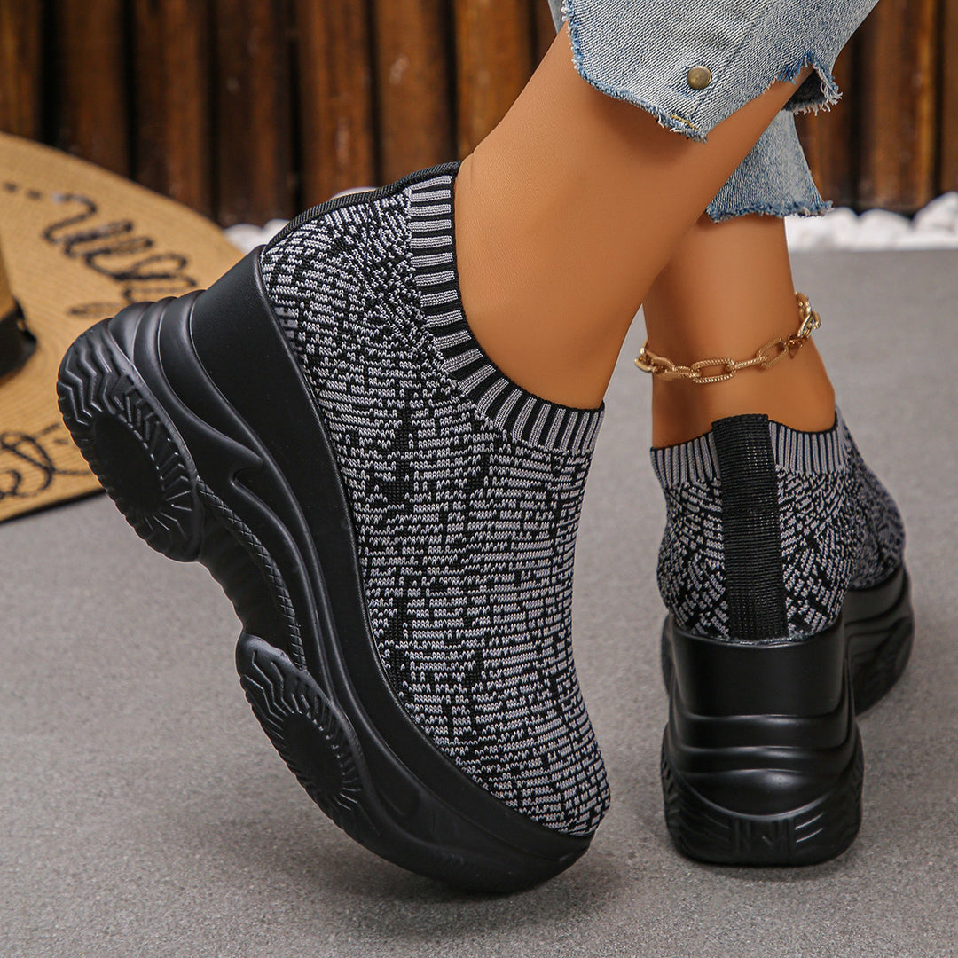 Damen Strick‑Sock‑Sneaker mit hohem Plateau und rutschfester Profilsohle Drune