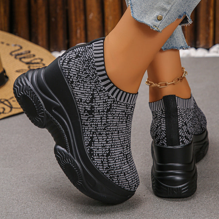 Damen Strick‑Sock‑Sneaker mit hohem Plateau und rutschfester Profilsohle Drune