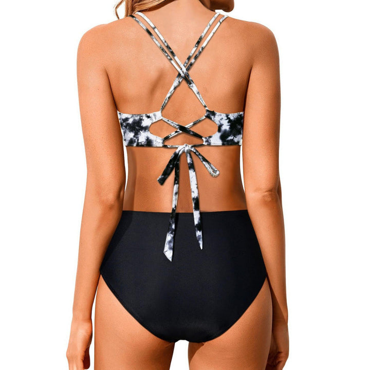 Damen Hochtailliertes Bikini-Set mit gerafftem Oberteil Drune