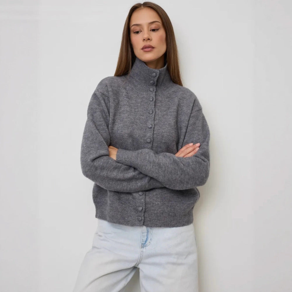 Damen Eleganter Pullover mit Knopfleiste Drune