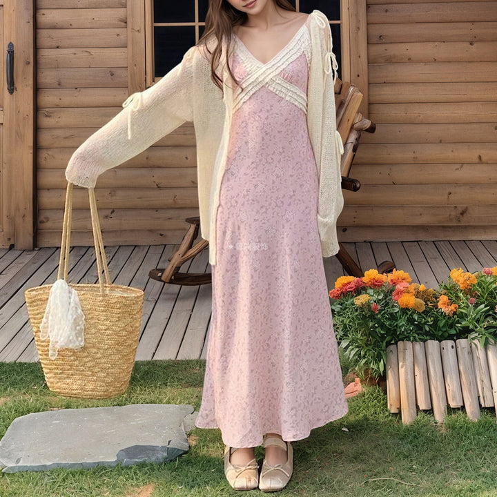 Damen Elegantes Maxikleid mit verspieltem Spitzenoberteil Drune