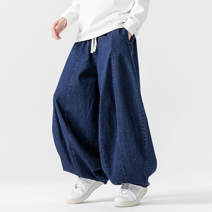 Herren Extraweite Baggy-Jeans im Balloon-Cut mit Tunnelzugbund und elastischen Saum Drune