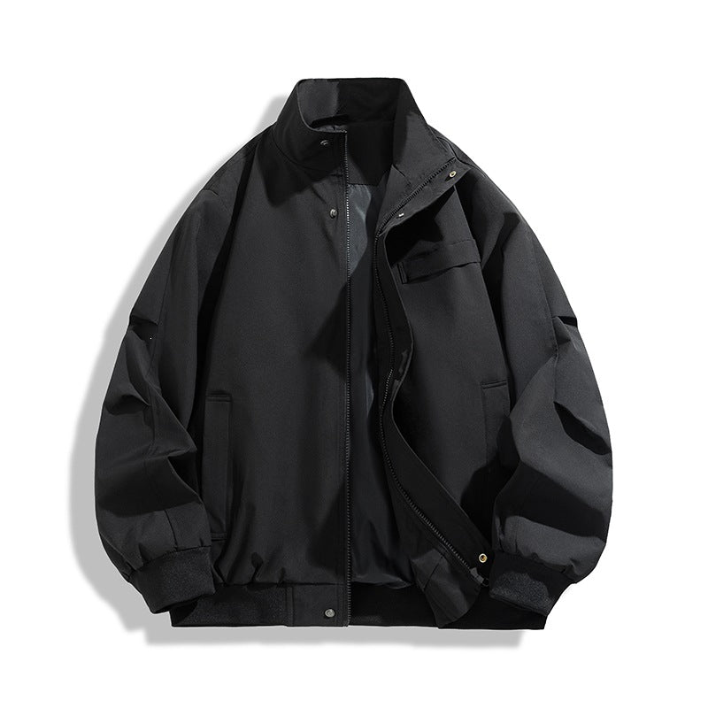 [Herren Oversize Utility Bomberjacke mit hohem Kragen und Rippbündchen Drune]