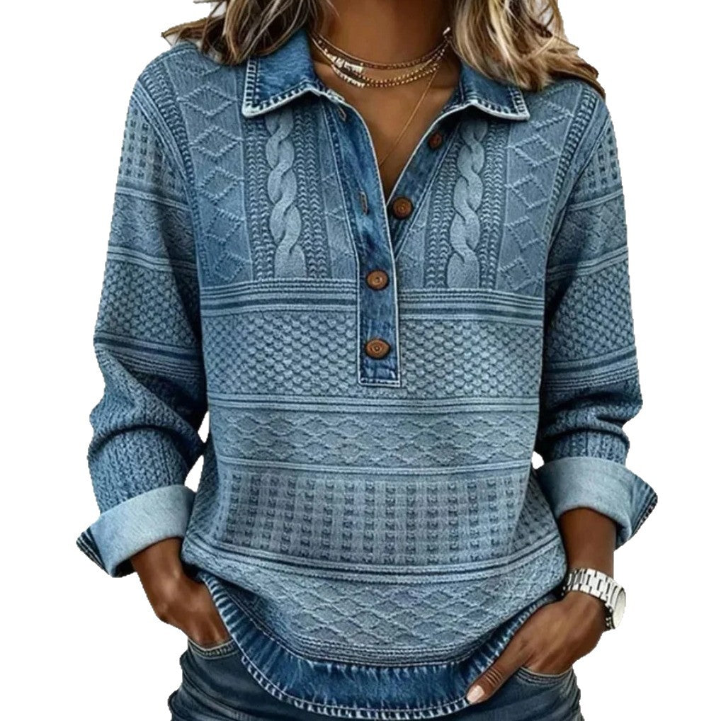 Damen Modischer Pullover mit Knopfverschluss