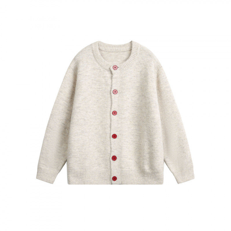 Damen Geknöpfte Strickjacke im Oversize‑Cut mit Rundhals, Rippbündchen und kontrastknöpfen Drune