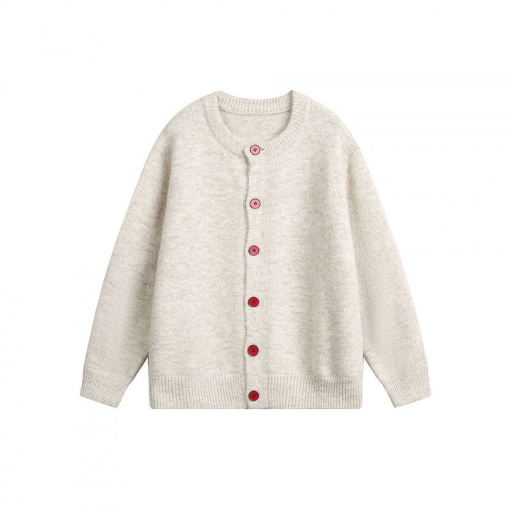 Damen Geknöpfte Strickjacke im Oversize‑Cut mit Rundhals, Rippbündchen und kontrastknöpfen Drune