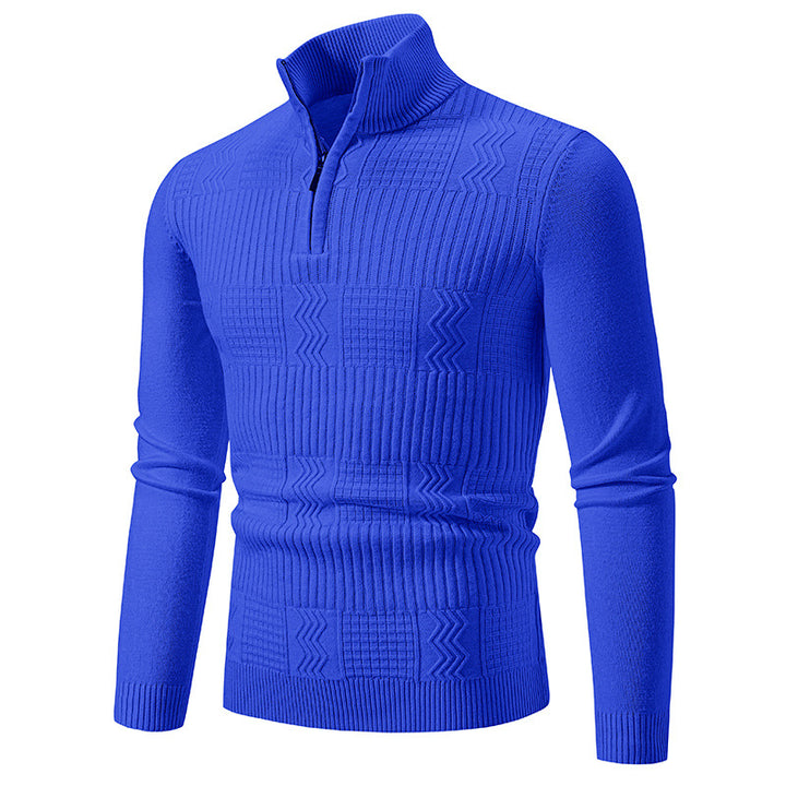 Herren Strukturierter Halbzip-Mockneck-Pullover mit Zopfmuster Drune