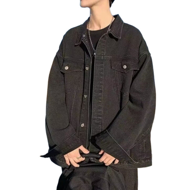 Herren lässige Oversized Denimjacke mit modischen Details Drune
