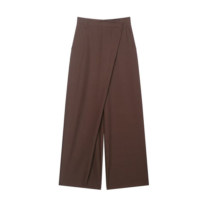 Damen Weite Highwaist Culotte‑Hose mit überlappender Wickelfront und Gürtelschlaufen Drune