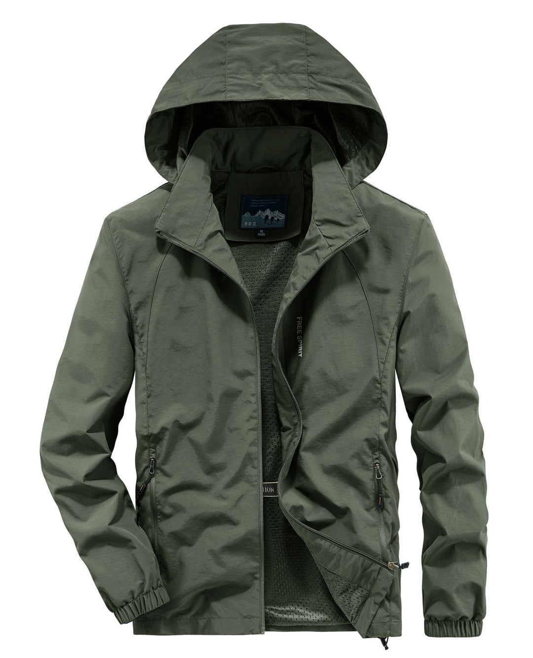 Herren Ultraleichte Atmungsaktive Kapuzenjacke mit perforiertem Mesh‑Futter und Reißverschlusstaschen Drune