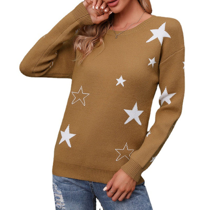 Damen Strickpullover mit modischem Sternenmuster und lässigem Schnitt Drune
