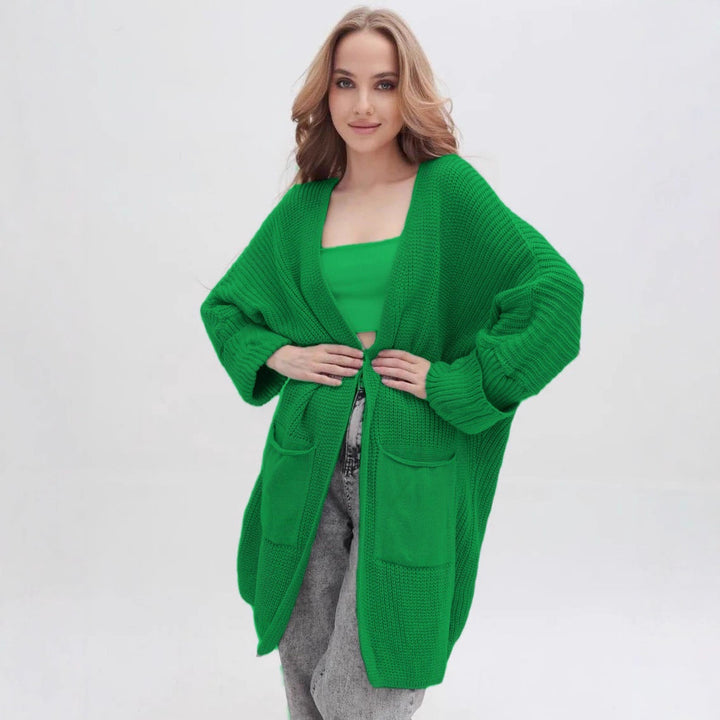 Damen Grobstrick-Cardigan mit weit geschnittenen Ärmeln und großzügigen Taschen Drune