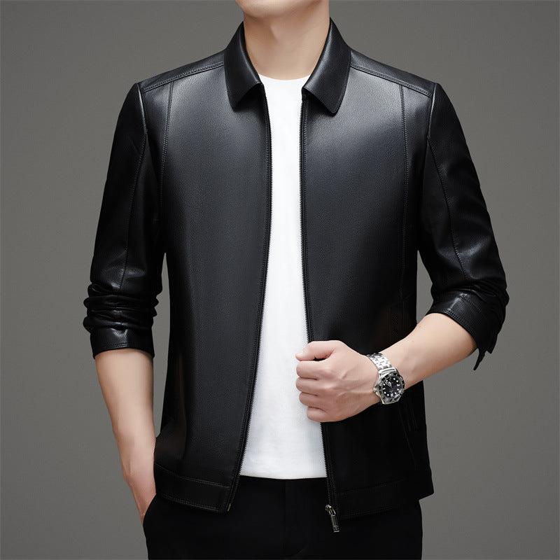 Herren modische Kunstlederjacke mit sportlichem Schnitt und praktischen Taschen Drune