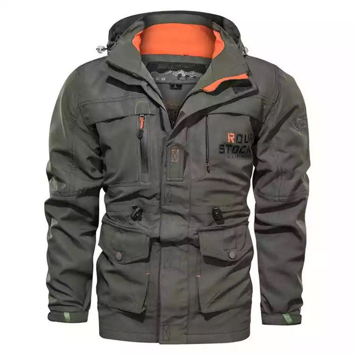 Herren Robust-Canvas-Fieldparka mit Kapuze, taillierendem Kordelzug und Multifunktions‑Taschen Drune
