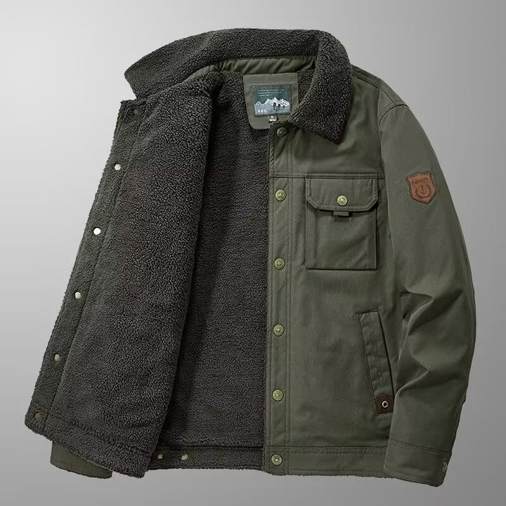 Herren Gefütterte Canvas-Arbeitsjacke mit Sherpa-Innenfutter und Hemdkragen Drune