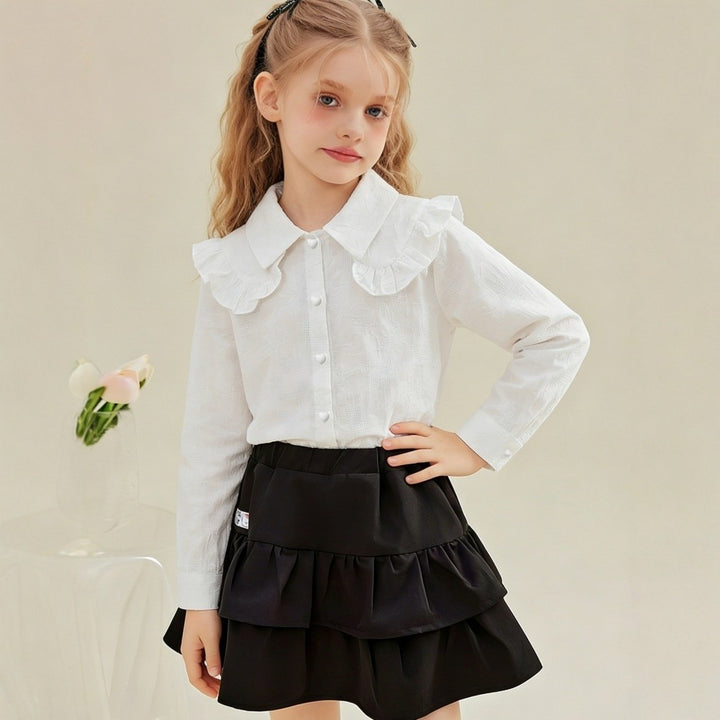 Mädchen Bluse mit Rüschenkragen Drune