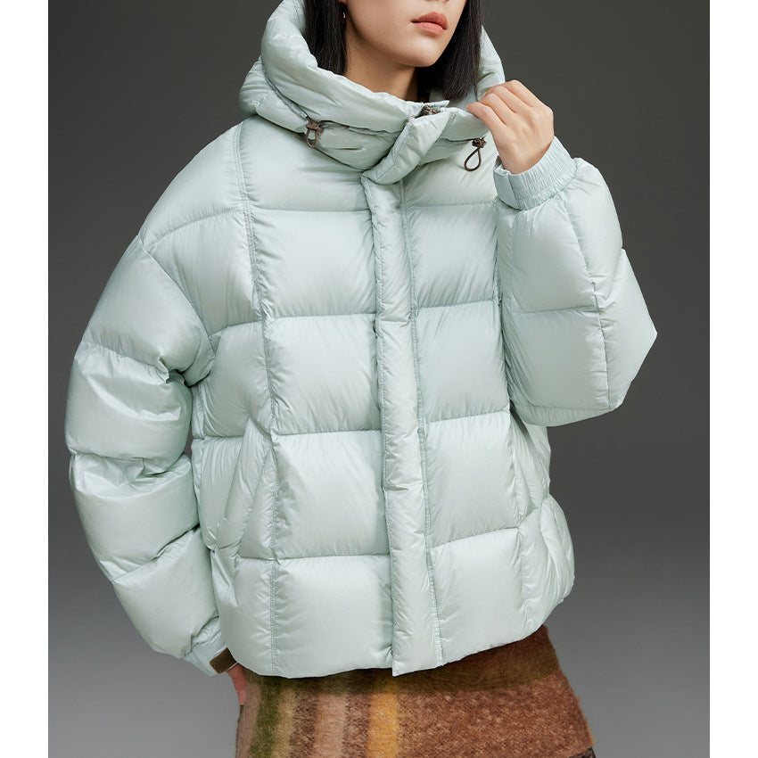 Damen Kurze Stepp-Daunenjacke mit Kapuze Drune