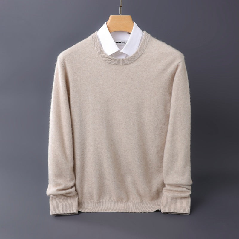 Herren Feiner Rundhals-Strickpullover in Kaschmir‑Optik mit gerippten Bündchen Drune