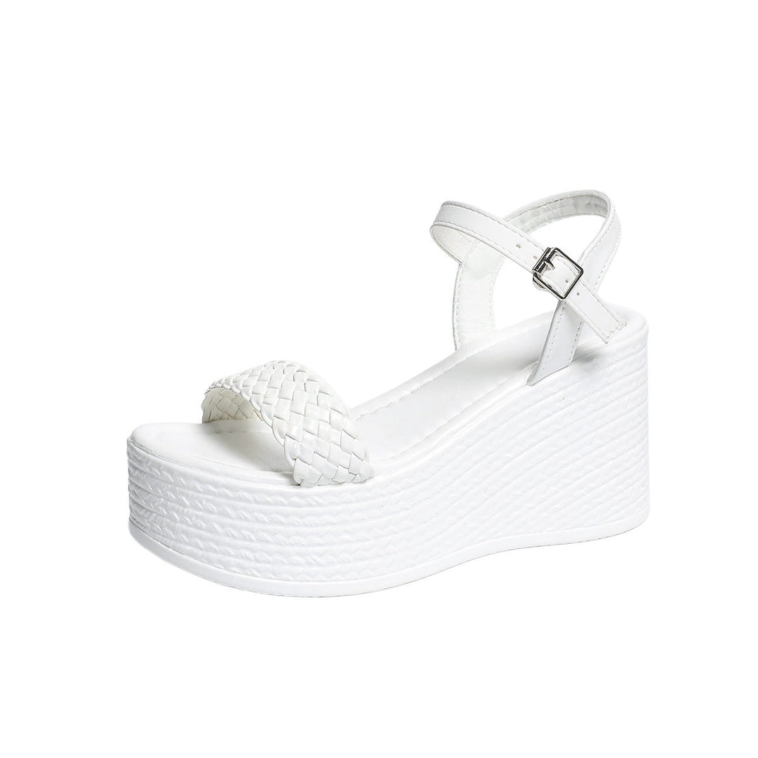 Damen Plateau-Sandalen mit geflochtenem Riemendesign Drune