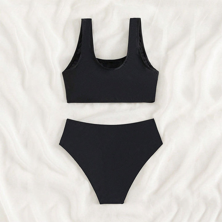 Damen Sport-Bikini mit hohem Bund und breiten Trägern Drune