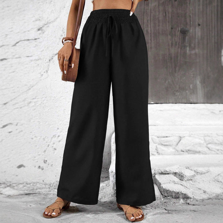 Damen weit geschnittene Sommerhose mit elastischem Bund und Kordelzug Drune