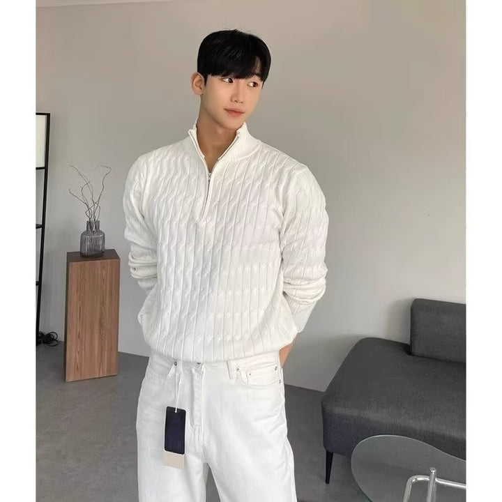 Herren Strickpullover mit Zopfmuster und Rollkragen Drune