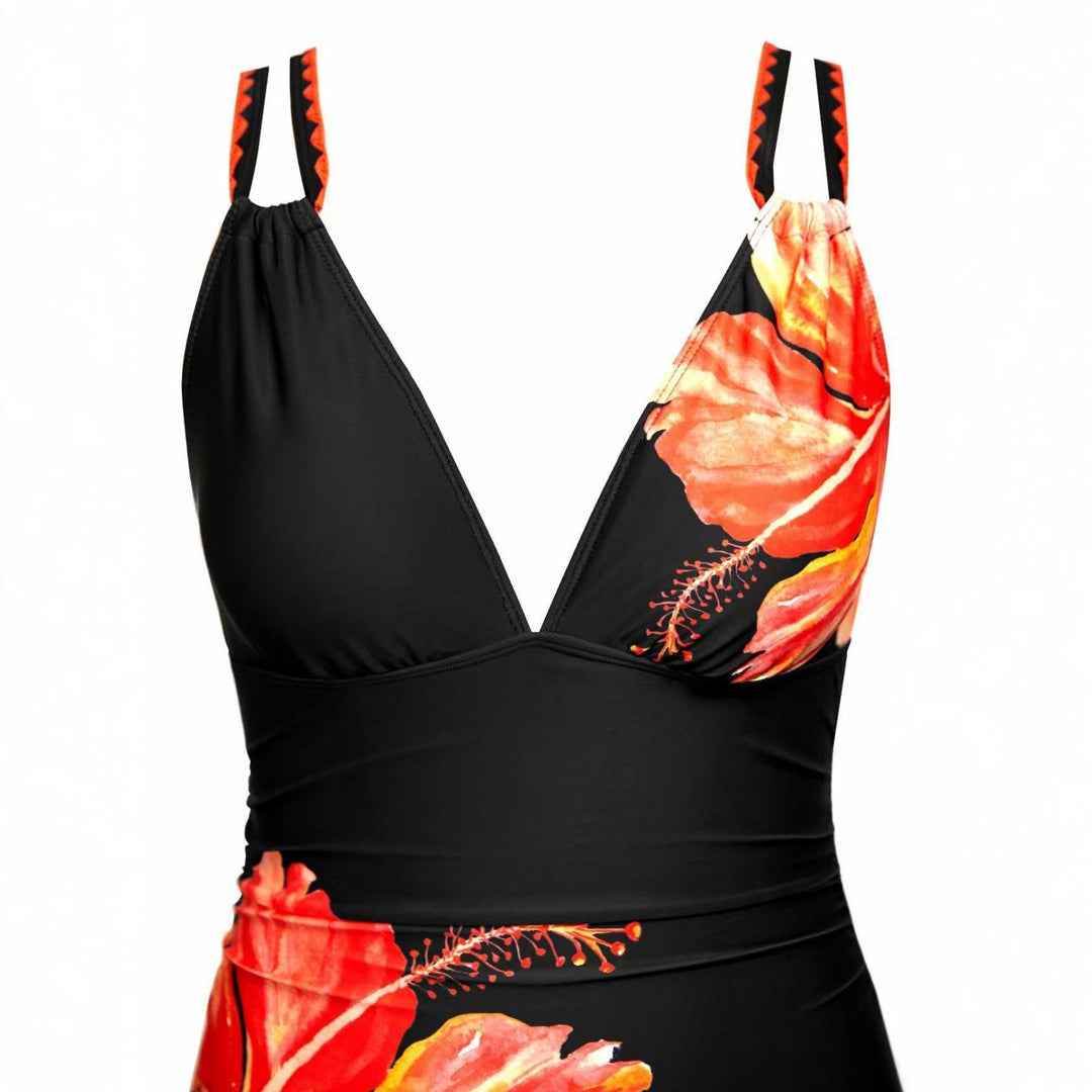 Damen Eleganter Einteiler mit floralen Akzenten Drune