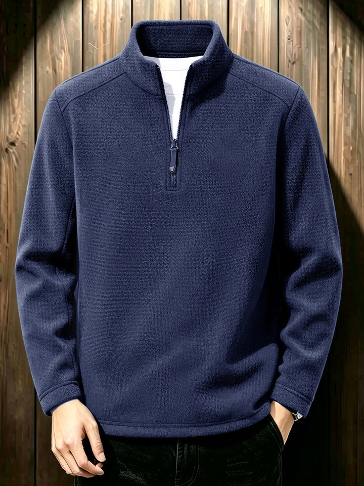 Herren Thermischer Strick-Fleecepullover mit halbem Reißverschluss und Stehkragen Drune