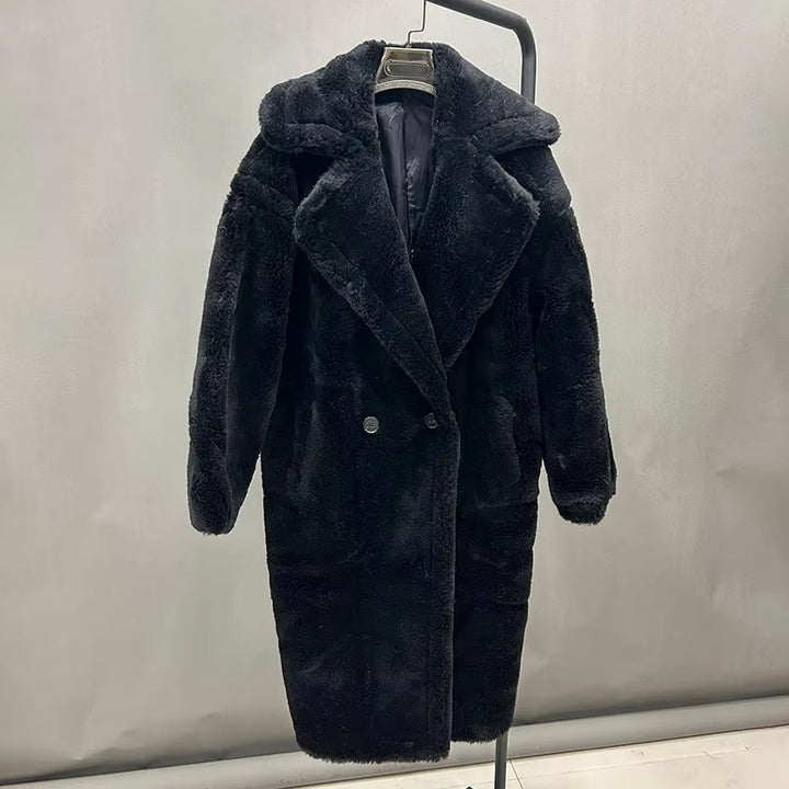 Damen Fleece-Mantel mit doppelter Knopfleiste und trendigem Schnitt Drune
