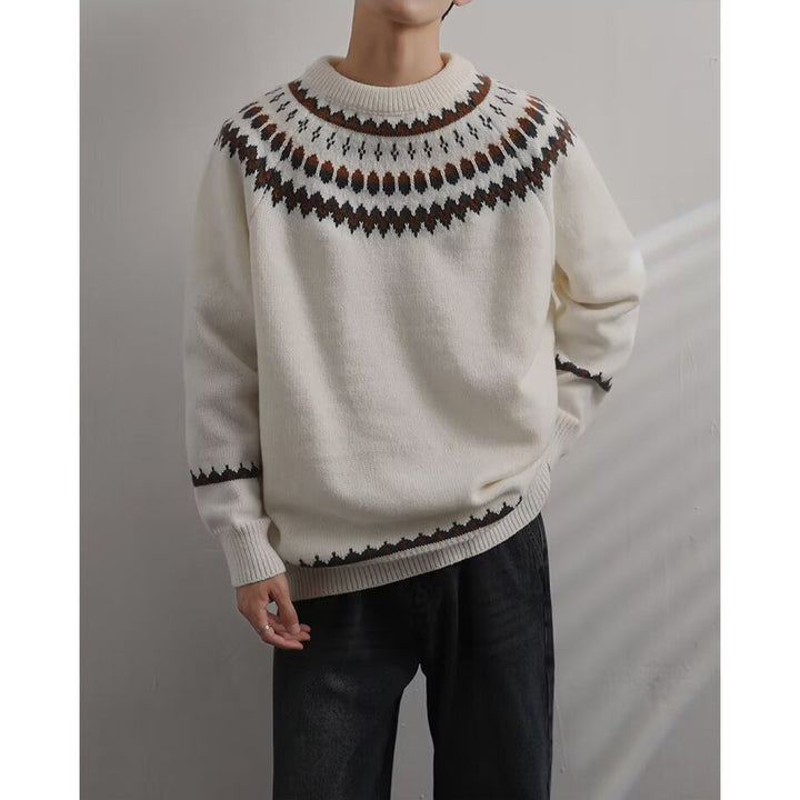 Herren Gemütlicher Grobstrickpullover mit kreativem Muster Drune