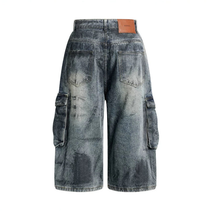 Damen High-Waist Denim-Cargo-Culotte mit weiten Beinen und aufgesetzten Taschen Drune