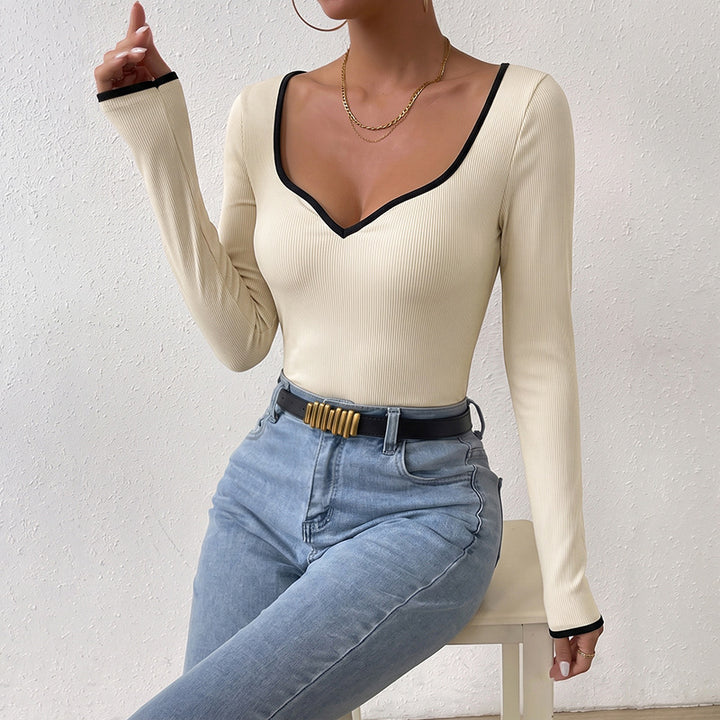Damen Moderner Body mit V-Ausschnitt Drune