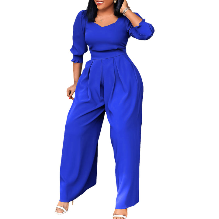 Damen eleganter Jumpsuit mit schickem V-Ausschnitt und tailliertem Schnitt Drune