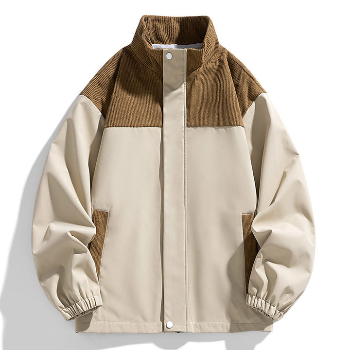 Damen Oversize-Übergangsjacke mit Cordbesatz und Stehkragen Drune