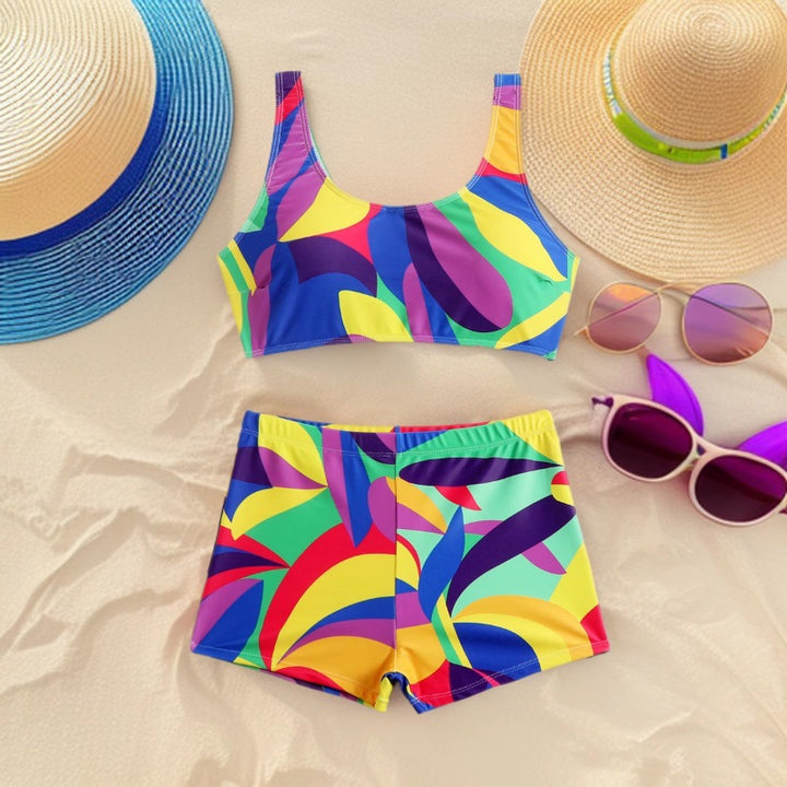 Damen Sportliches Bikini-Set mit farbenfrohen Grafiken Drune