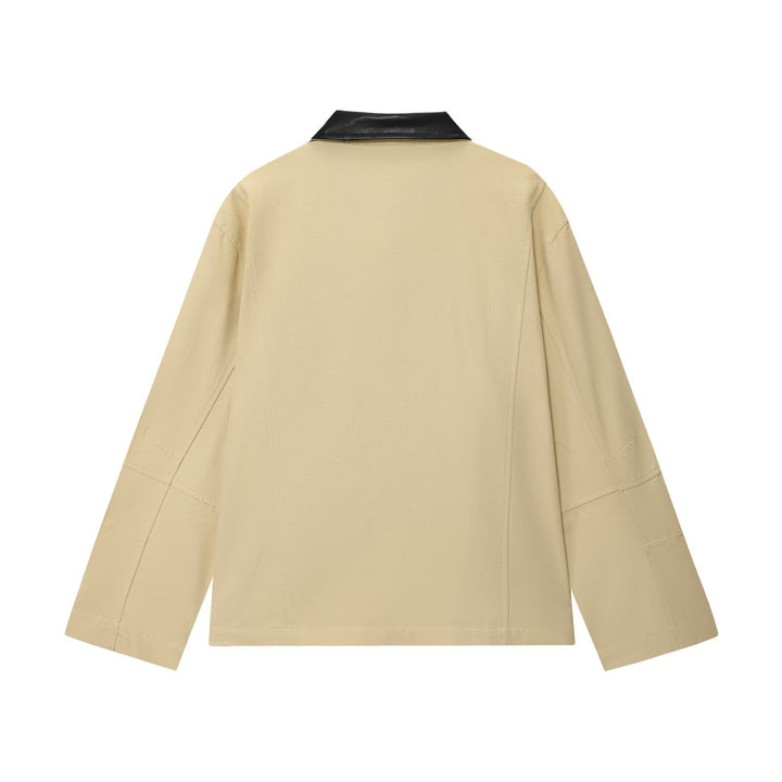 Damen Oversize-Jacke mit Reißverschluss und kontrastierendem Kunstlederkragen Drune
