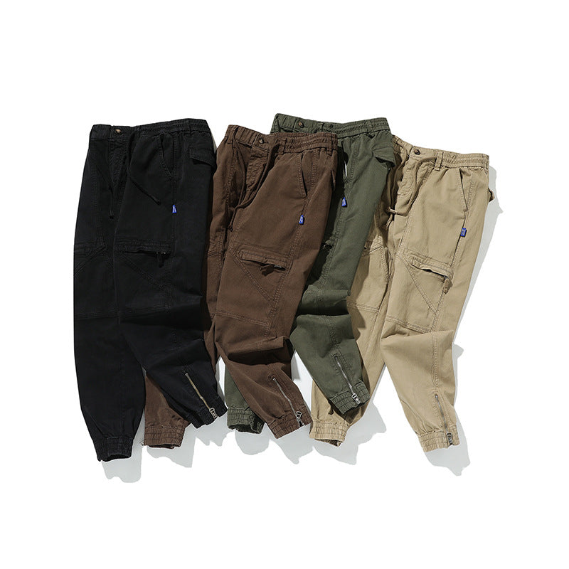 Herren Funktionale Cargo-Joggerhose mit Knieabnähern, Reißverschluss-Knöchel und Elastikbund Drune