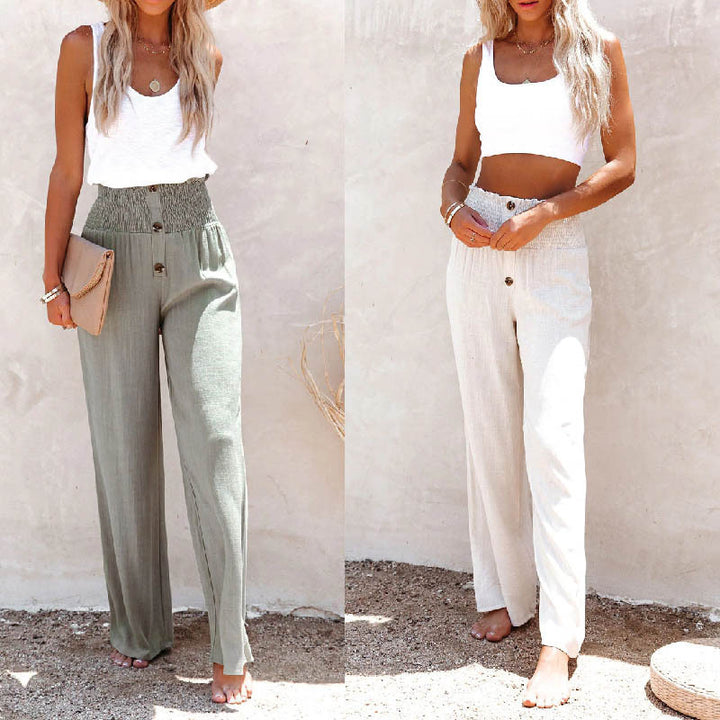 Damen Weite Schnitt Palazzohose mit elastischem Bund Drune