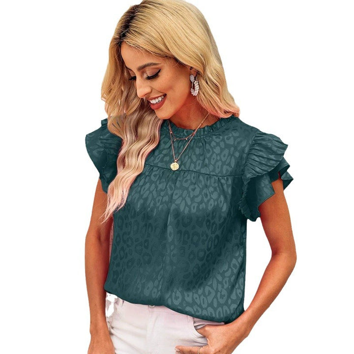 Damen Bluse mit modischen Rüschendetails und elegantem Leopardenmuster Drune