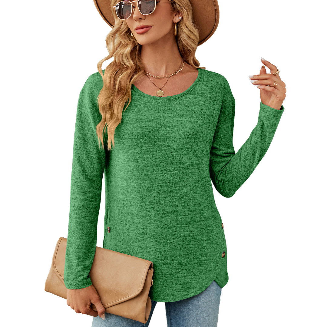Damen lässiges Longsleeve Oberteil mit modernen Knopfdetails Drune