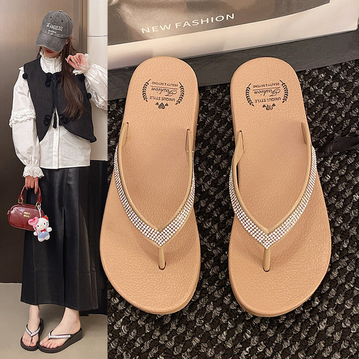 Damen Komfortable Flip-Flops mit glitzernden Details und ergonomischer Sohle Drune