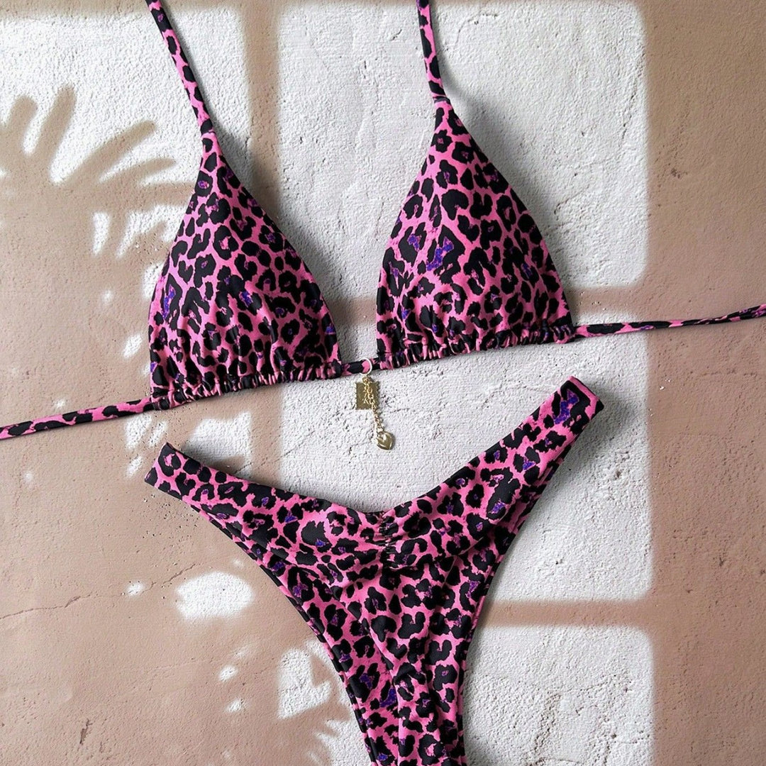 Damen Triangel-Bikini mit edlen Details und Animal-Print Drune