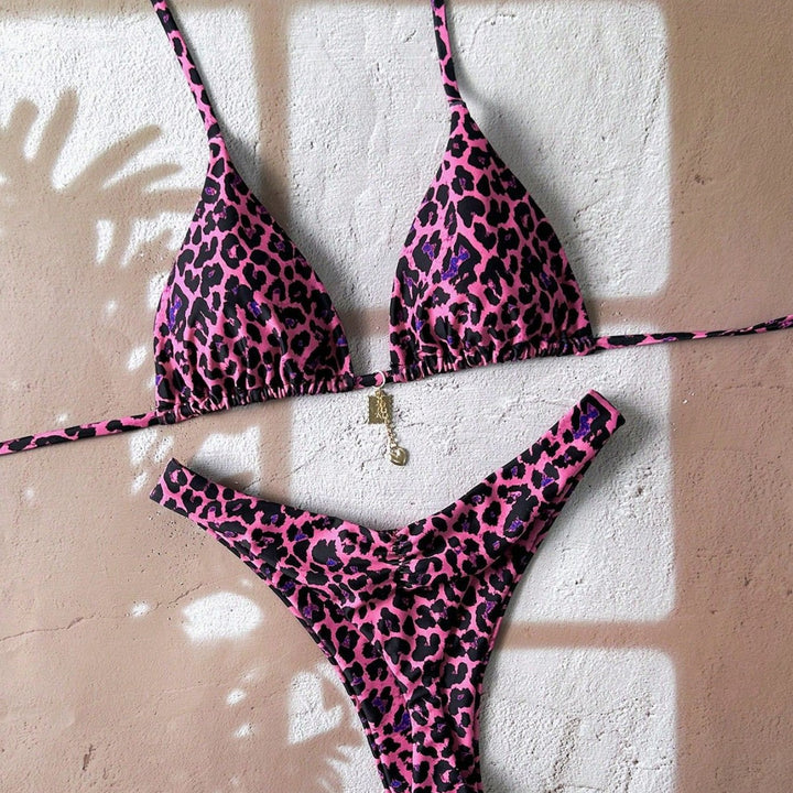 Damen Triangel-Bikini mit edlen Details und Animal-Print Drune