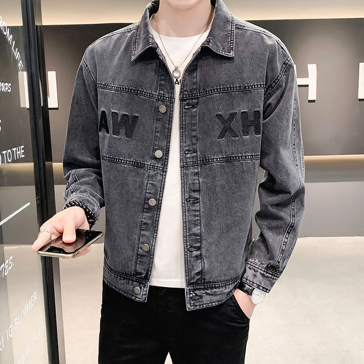 Herren Lässige Denimjacke mit modischen Applikationen Drune