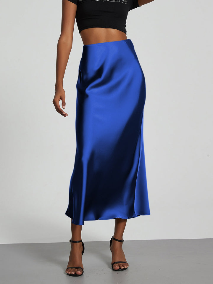 Damen Elegante und fließende Satin Maxiröcke Drune